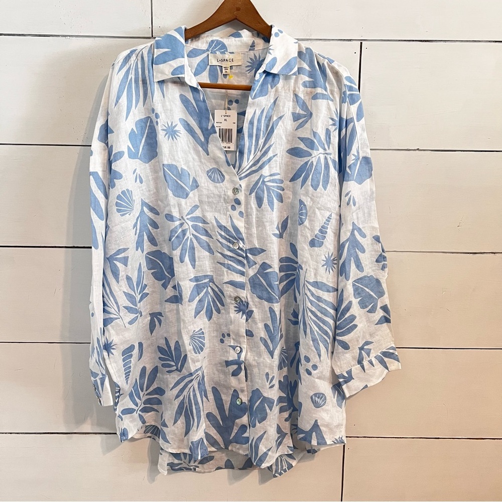 L*Space Rio Tunic Shirt in Hibiscus Bloom. Size XLarge. New With Tags. - Picture 3 of 14